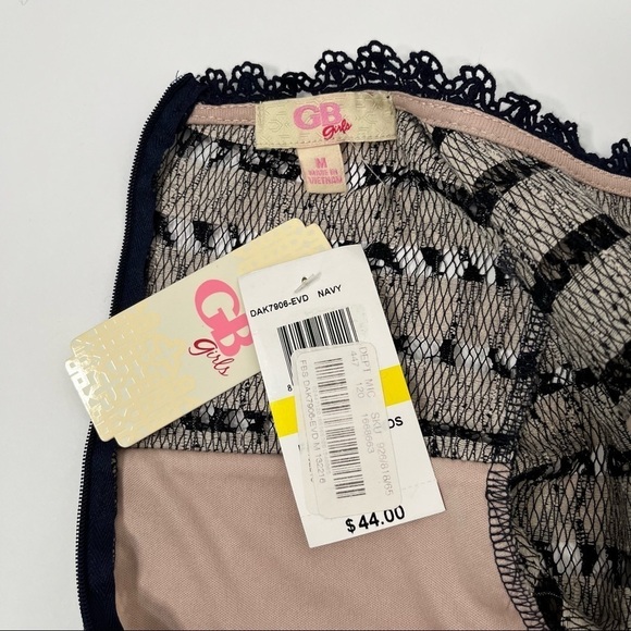 NEW! GB Girls Navy & Cream Lace Formal Dress size 8/10 long sleeve - Picture 7 of 9